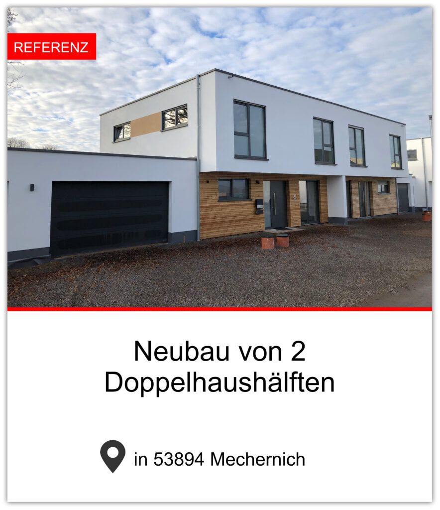 Neubau von 2 modernen Doppelhaushälften in Mechernich von Oepen und Dormagen