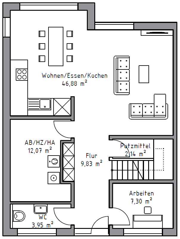 Erdgeschoss Doppelhaus Cubus Life Vicus Quartier